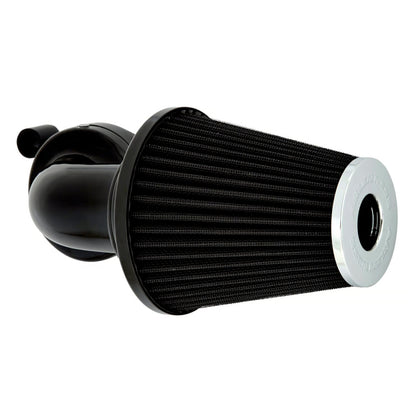 Black air filter with white rim on a white background